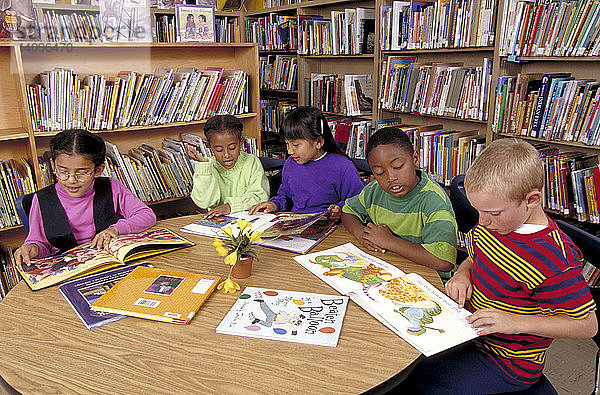 Students reading in their school library
