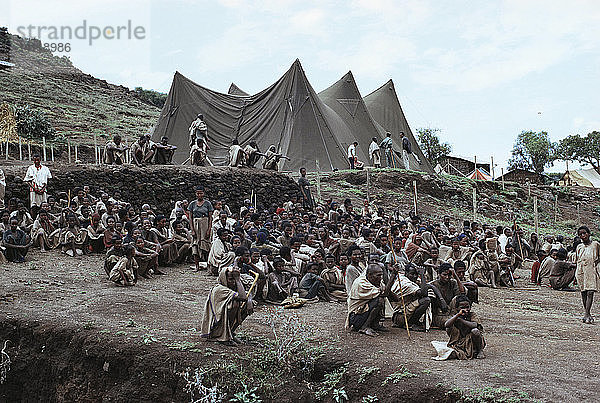 Ethiopian Villagers Waiting for Rations