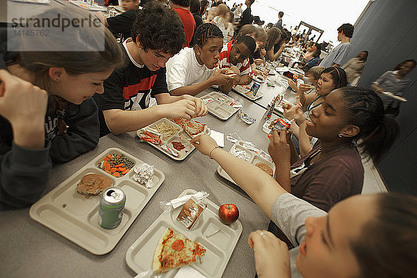 Middle School Students Eating in Cafeteria