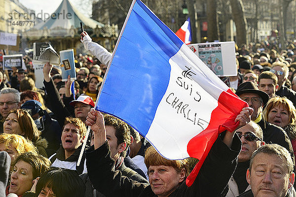 11. Januar 2015 : Kundgebung als Reaktion auf die Terroranschläge in Frankreich,  Paris (75),  Frankreich.