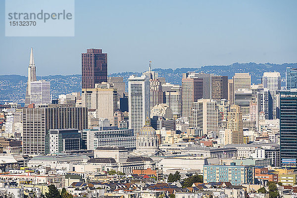 Blick auf die Stadt von Twin Peaks,  San Francisco,  Kalifornien,  Vereinigte Staaten von Amerika,  Nordamerika