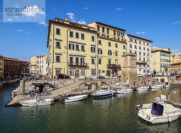 Kanal in Venezia Nuova,  Livorno,  Toskana,  Italien,  Europa