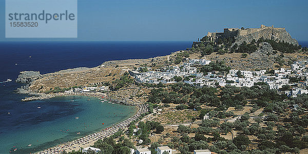 Griechenland,  Rhodos,  Ansicht der Küstenlinie mit Stadt