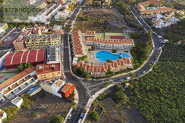 Spanien,  Kanarische Inseln,  La Gomera,  Valle Gran Rey,  Borbalan,  Luftaufnahme des Wohnkomplexes