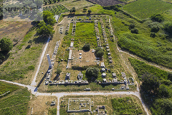 Griechenland,  Samos,  Luftaufnahme der Ruinen des Heraion von Samos im Sommer